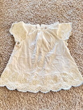 Ralph Lauren Cream Eyelet Flutter Sleeve Kids Top